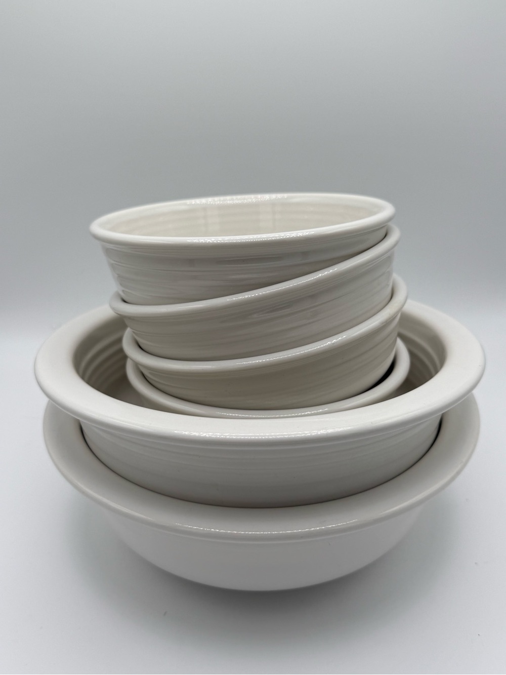 Fiesta White Ceramic Nesting Bowl Set- 6 piece